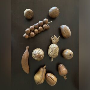 Hand carved mixed wood fruit